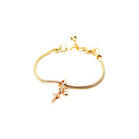 Pulsera y Charm Baño de Oro Cruz de Paz