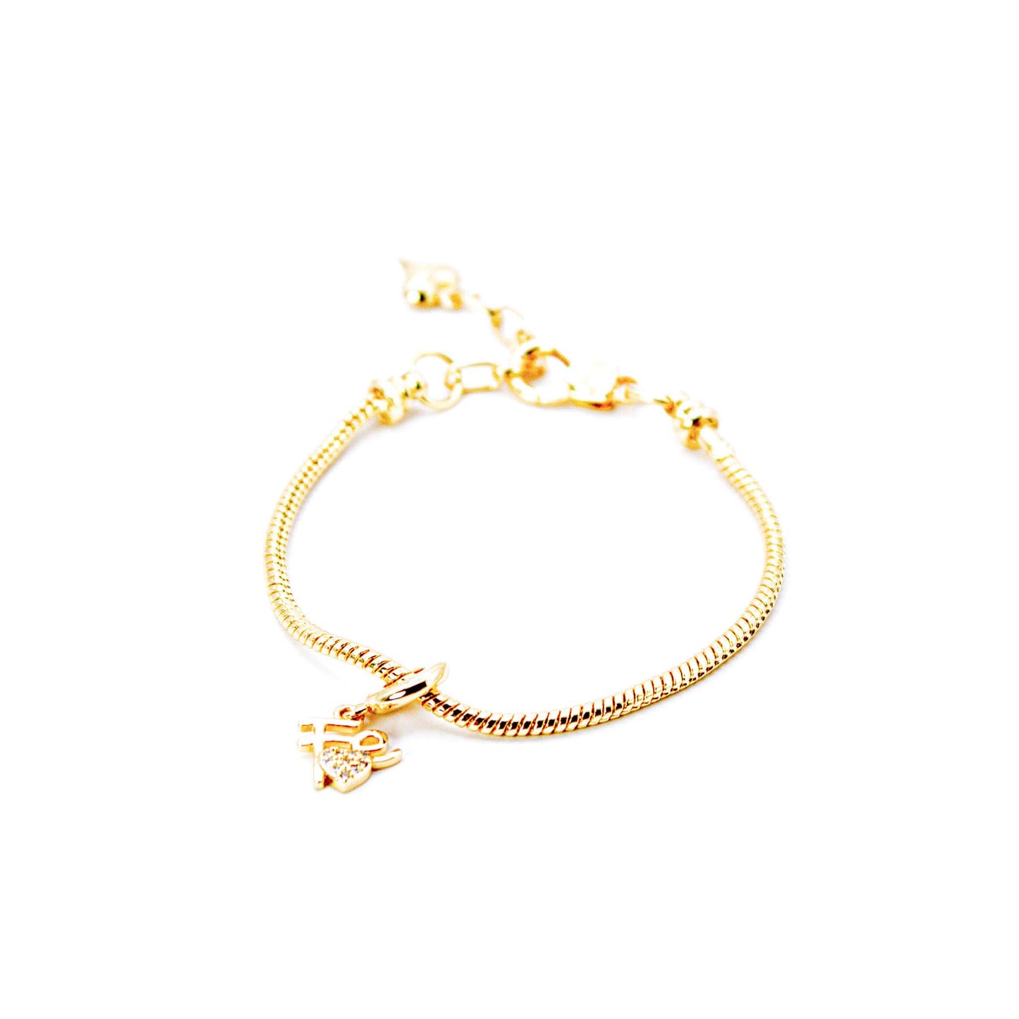 Pulsera y Charm Baño Oro Fe de Corazon