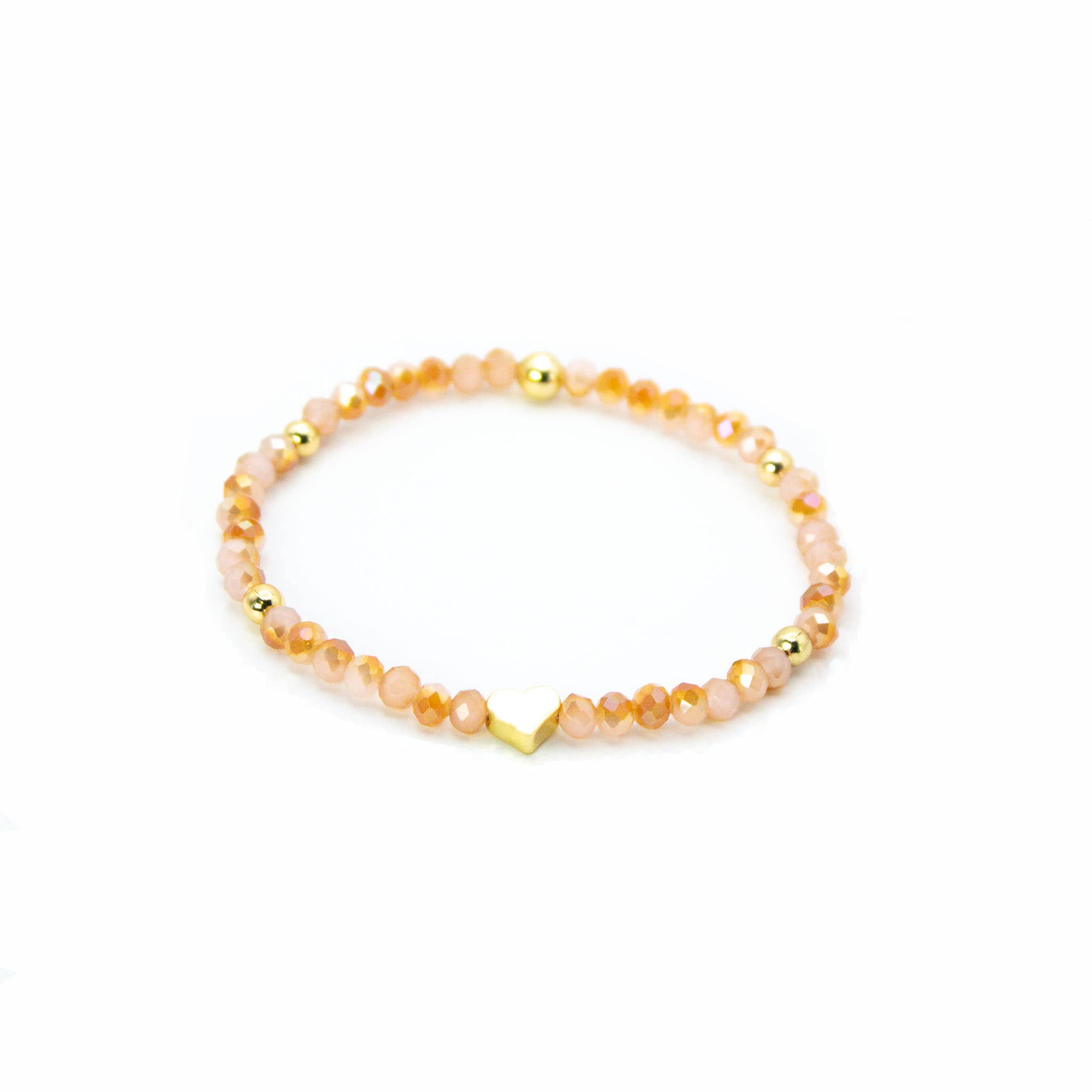 Pulsera Corazón de Coral Cristales
