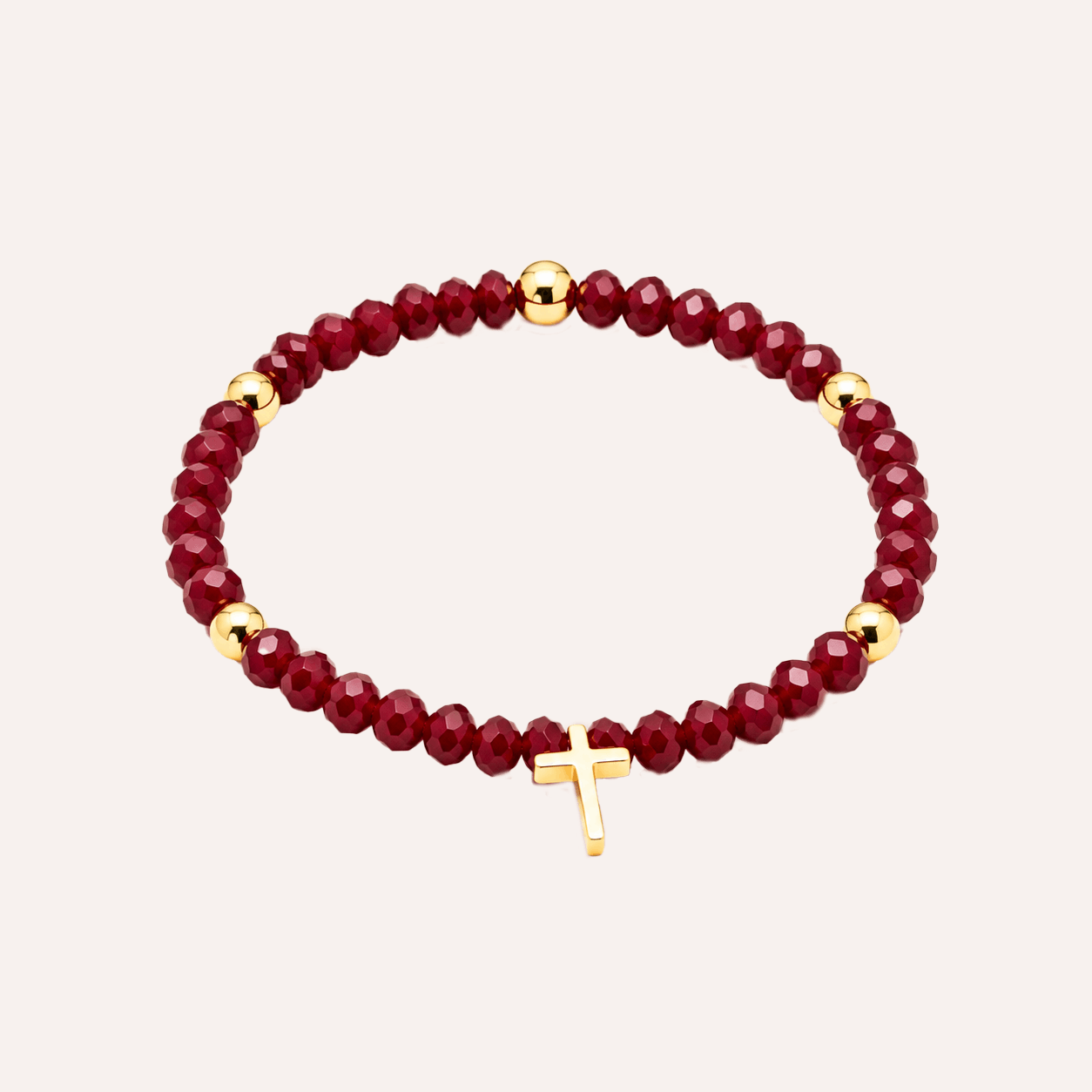 Pulsera Cruz Carmesi cristales