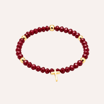 Pulsera Cruz Carmesi cristales