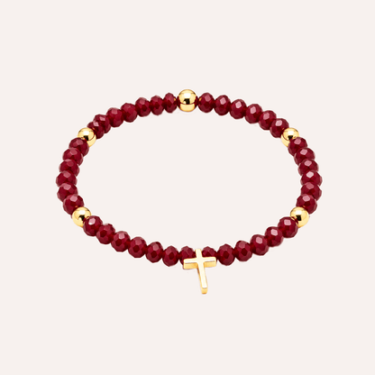 Pulsera Cruz Carmesi cristales