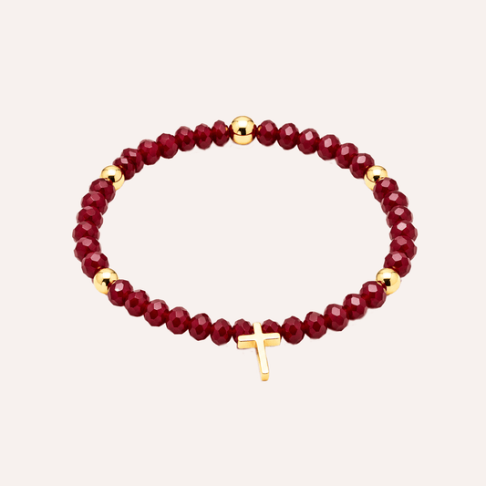 Pulsera Cruz Carmesi cristales