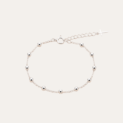 Pulsera Cruz y Esferas Plata 925