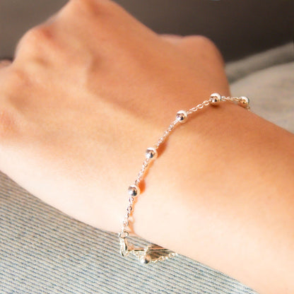 Pulsera Plata925 Cruz y esferas modelo